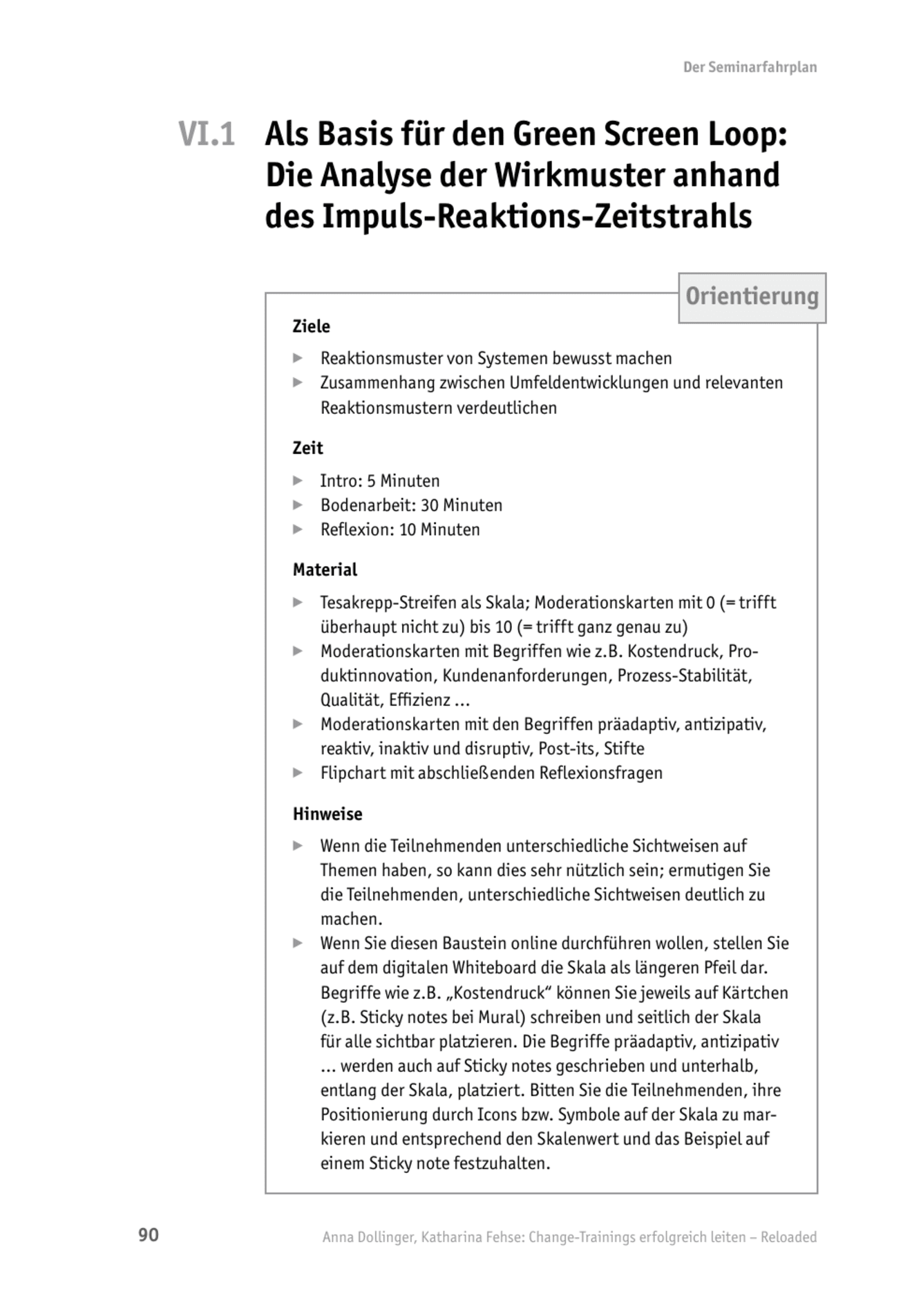 zum Tool: Change-Tool: Die Analyse der Wirkmuster anhand des Impuls-Reaktions-Zeitstrahl als Basis für den Green Screen Loop