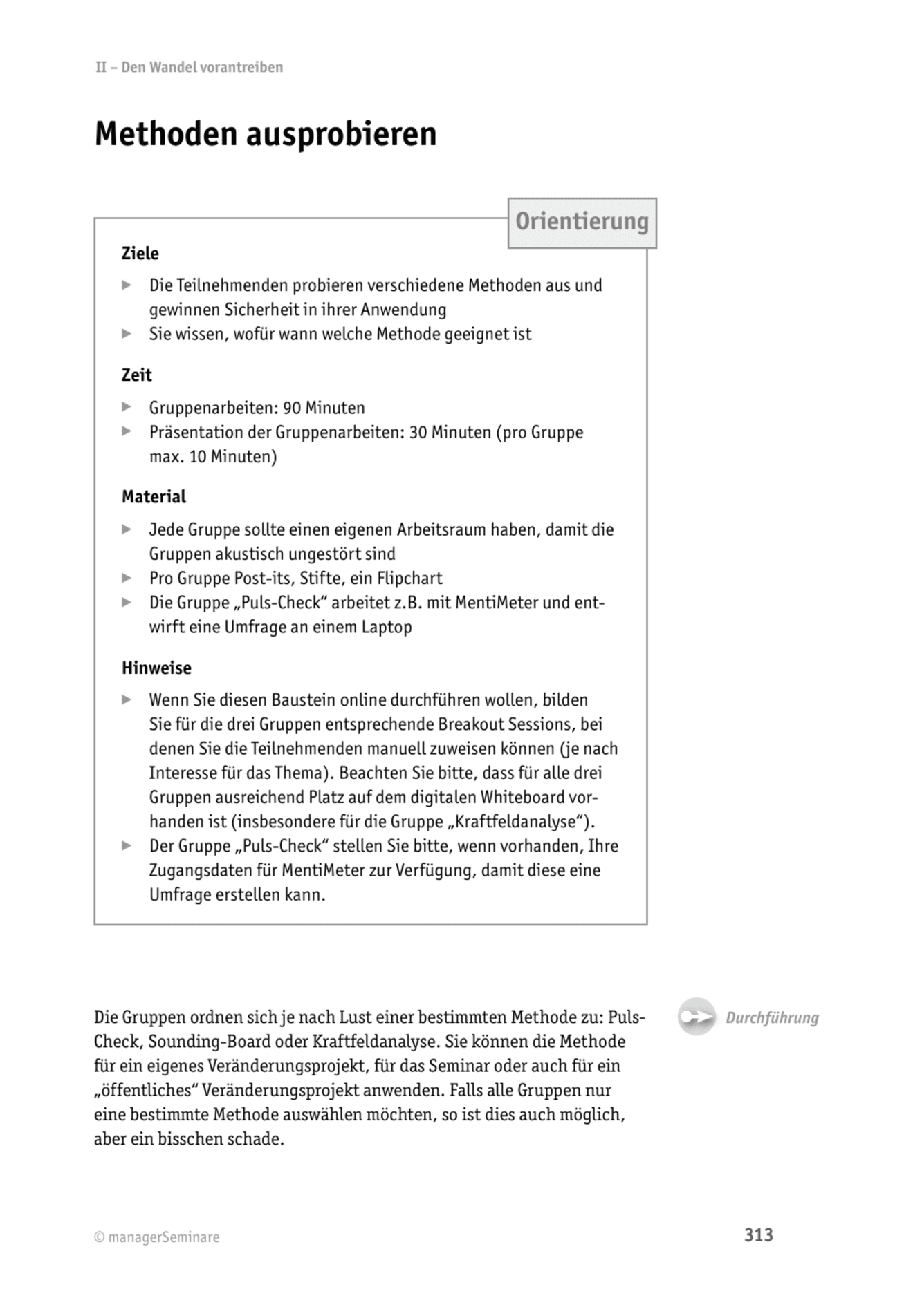 zum Tool: Change-Tool: Methoden ausprobieren (Puls-Check, Sounding-Board, Kraftfeldanalyse)